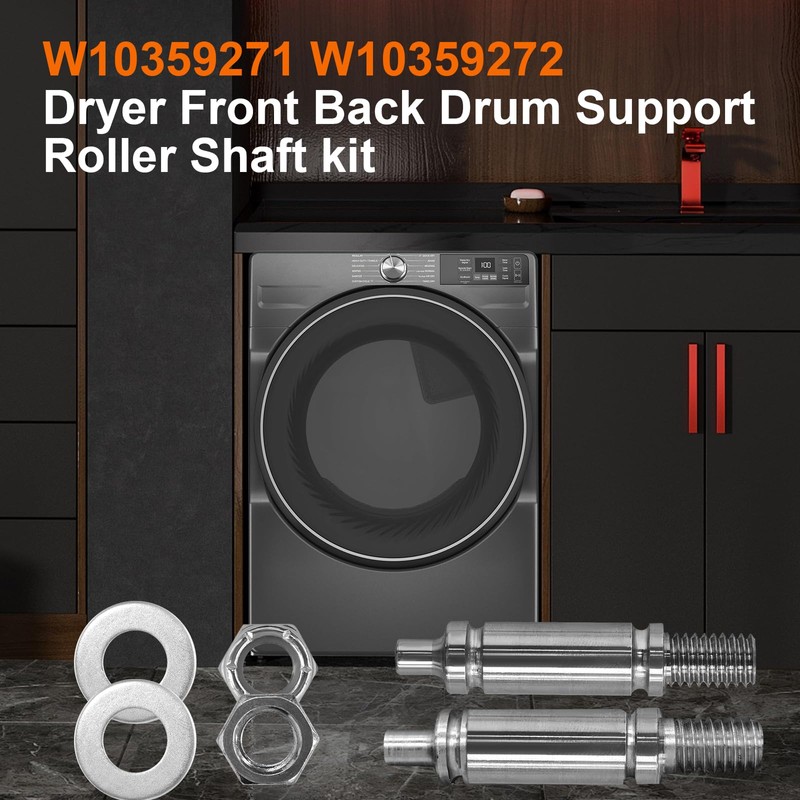 W10359271 W10359272 Dryer Front Back Drum Support Roller Shaft Kit