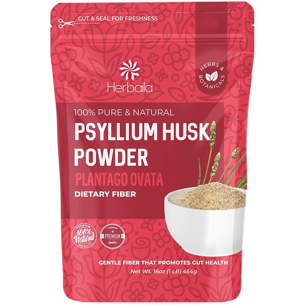 Psyllium Husk Powder, 1 lb. Soluble Fiber Powder, Psyllium Powder, Psyllium Husk Fiber, Psyllium Fiber Powder Unflavored, Ground Psyllium Husk Powder for Baking. Gluten Free, Keto, Vegan, Non-GMO.