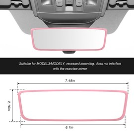 BWBWND Car Rear View Mirror Protector Frame, Silicone Rearview Trim Frame Compatible with Model 3 Y X S Semi, Automotive Mirror Protective Cover Interior Decoration for Women Men (Pink)