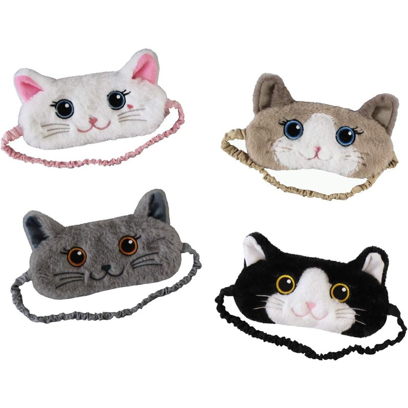 Cat Plush Comfortable Sleep Eye Mask (Black & White Cat)