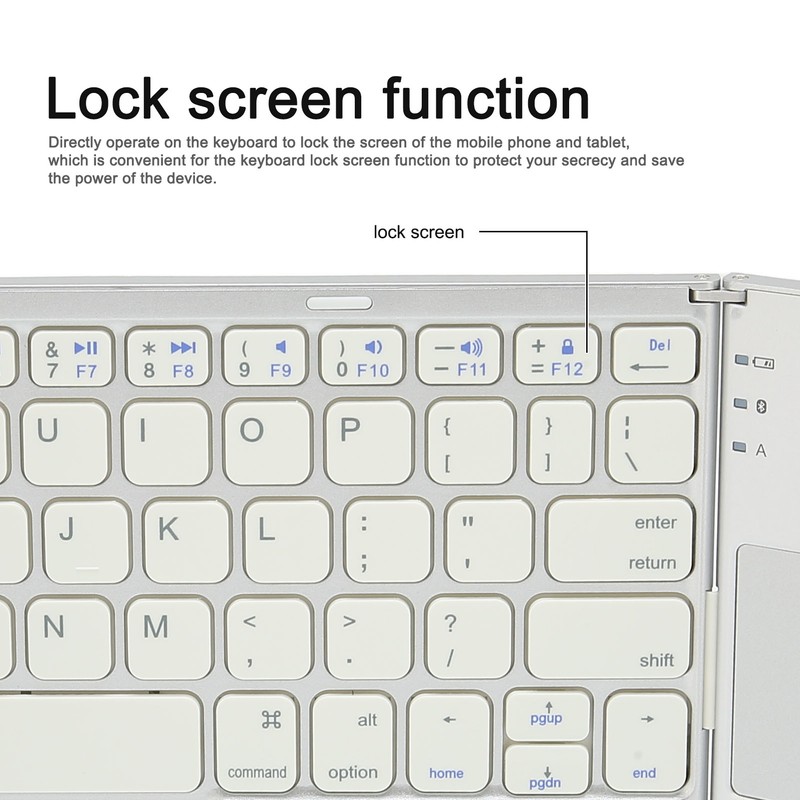 Foldable Bluetooth Keyboard 63 Keys Metal Ultra Thin Mini Folding