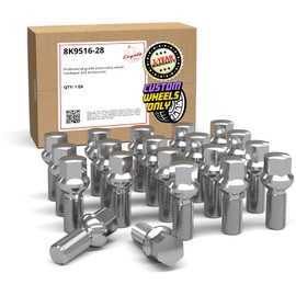 Wheel Accessories Parts 20 Pcs M14 x 1.5 Thread Ball Seat Lug Bolt Chrome Finish 28mm Shank Length 17mm Hex fits Mecedes-Benz C-Class EQB-Class EQE-Class GLA-Class GLB-Class SL-Class