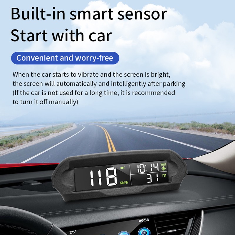 Smart HUD Display Digital Solar Charged Displays Time Temp Over