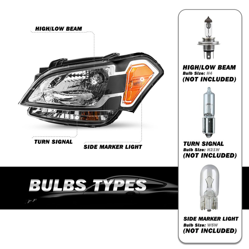 SOCKIR Halogen Projector Headlight for 2010 2011 Kia Soul Halogen