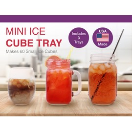 Arrow Mini Ice Cube Trays, 3pk - Durable, Break-Resistant Ice Trays for Freezer - BPA-Free Ice Cube Trays Smaller Cubes Great for Sports Bottles, Blenders, Cocktails and More - 60 Mini Cubes/Ice Tray