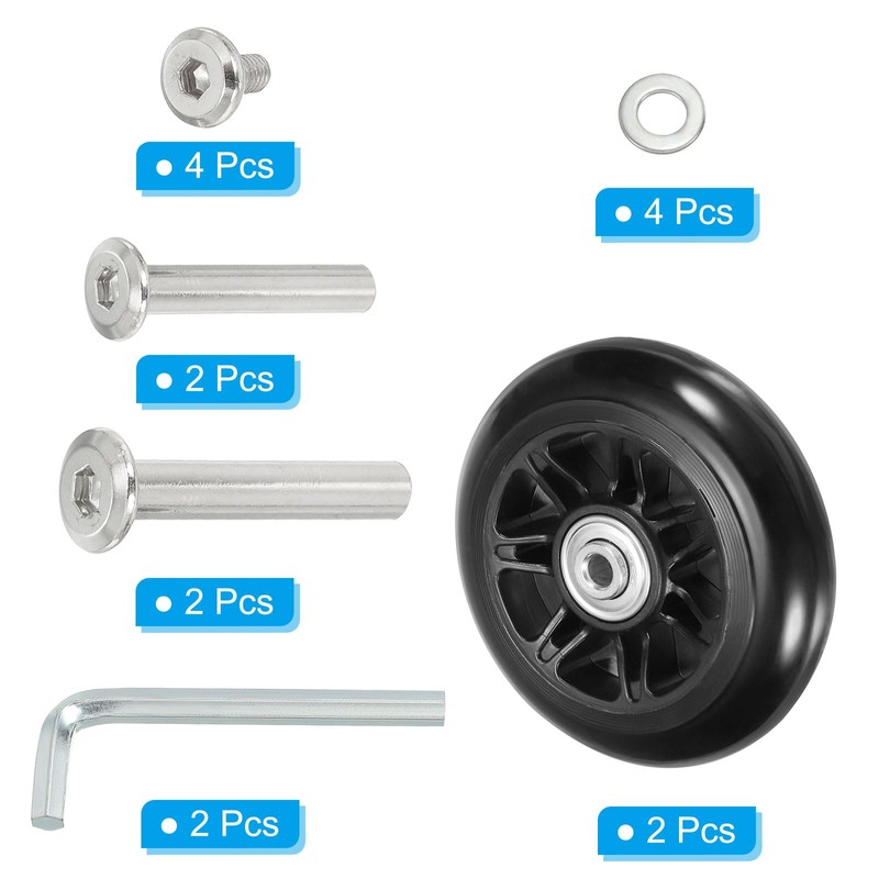 PATIKIL Replacement Luggage Suitcase Wheels Repair Kit, 90mmx24mm Wear-Resistant &