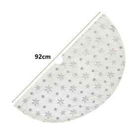DERAYEE X'mas Christmas Tree Skirt Ornament, Fashionable, Round Shape, Interior Decoration, Diameter 36.2 inches (92 cm), White, X'mas 1 PCS (Snow Flower Pattern, Embroidery)