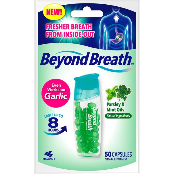 Beyond Breath – Breath Freshening Capsules For Fresher Breath From The Inside Out –Works On Garlic And Odors From Other Food - Lasts Up To 8 Hours - 50 Capsules