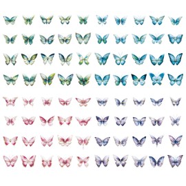 Psiokimi 160 Pcs Butterfly Stickers, Holographic Crystal Butterfly Decals, Waterproof Transparent Resin Stickers with Tweezers for DIY Craft and Scrapbooking