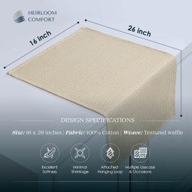 HEIRLOOM COMFORT 3 Pack 100% Cotton Dual Tone Waffle Weave Kitchen Towels, 16x26 Inch, Super Absorbent, Fast Dry Dishcloth Set, Soft and Durable, Beige