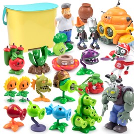 Maikerry Plants and Zombies vs Toys 21pcs PVZ Action Figures Set Great Gifts for Kids and Fans,Birthday and Party -with Waterproof Battlefield Map