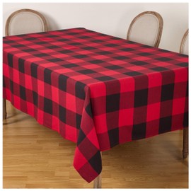 Occasion Gallery Red Holiday Buffalo Plaid Tablecloth 65" X 120" Rectangular, 100% Cotton