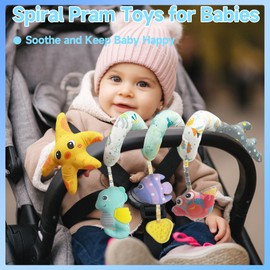 FHYOOME Spiral Pram Toys for Babies 0-6 Months Newborn Car Seat Pushchair Stroller Crib Hanging Sensory Toy 0 3 6 9 12 Month Infant Boys Girls Baby Gifts