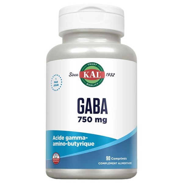 Solaray Gaba Acide Gamma-Amino-Butyrique 750 mg KAL 90 comprimés