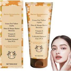 Bálsamo regenerador de la barrera de sebo, hidratante facial de sebo, bálsamo de sebo de res con avena coloidal, nutrición profunda para fortalecer la barrera natural de la piel, para piel seca (1)