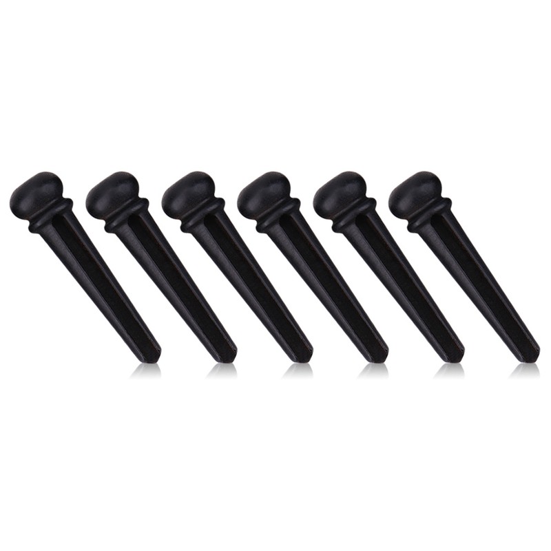 6Pcs Ebony Bridge Pins With Abalone Shell for Acoustic Folk