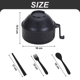 Ramen Bowl,Ramen Noodle Bowls Microwavable,6-Piece Ramen Cooker with Chopsticks,Spoon,Fork,Ramen Pot Set with Strainer and Lid for Dorm Room,Apartment,Home,Office