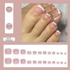 French Tip False Toenails - Short Square Nude Pink Fake