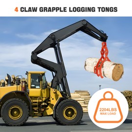 FAHKNS Log Lifting Tongs, 36 inch Log Tongs, 4 Claw Lumber Skidding Tongs, 3306 lbs Loading Capacity Logging Grabber, Eagle Claws Design Logging Tongs, 360° Swivel Steel Log Lifting Ggrapple Hook