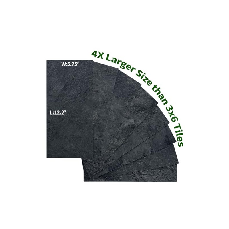AULIGET 6" x 12" Black Slate Peel and Stick Backsplash