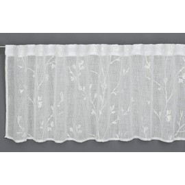 GARDINIA Bistro Curtain with Concealed Tabs, Transparent Sliding Curtain, Embroidery, 140 x 45 cm, Natural