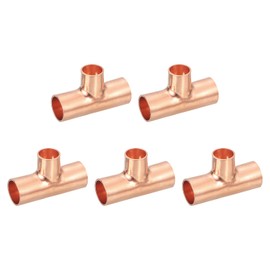 uxcell 3Pcs 3/8" x 5/16" x 3/8" Copper Reducing Tee Pressure Pipe Fitting Connectors for Plumbing Supply & Refrigeration