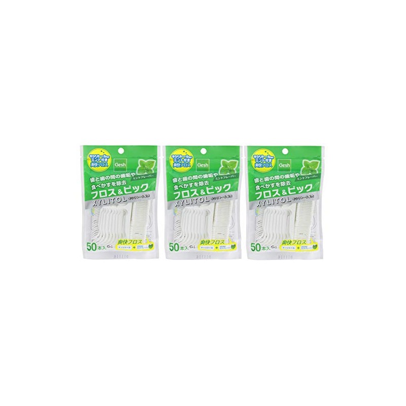 Clesh Xylitol Floss & Picks 50 Mint Flavors Pack of