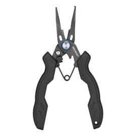 SeaKnight Fishing Pliers Aluminum Alloy Hook Remover Fishing Line Cutter with Coiled Cable and Belt Holder Fishing Tackle (Black)