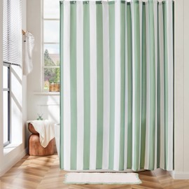 Ohocut Vertical Striped Shower Curtain, Cute Retro Vintage Stripe Bow Bathroom Shower Curtain, Waterproof Polyester Fabric Modern Shower Curtain for Bathroom 72x72 Inches (Sage Green)
