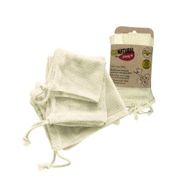 York Mesh Bags Set of 3 Vegetable Bags Fruit Bags Reusable Shopping Nets Made of Cotton Fruit Nets Mesh Bags 30 x 35 cm - 25 x 30 cm - 18 x 23 cm Eco Natural, White