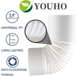 YOUHO Air Conditioner Hose, Portable Exhaust Vent Hose with 5.9 Inch （6”） Diameter, Counterclockwise AC Hose Length to 80 Inch, Universal Replacement AC Vent Hose for LG and Many More Portable AC