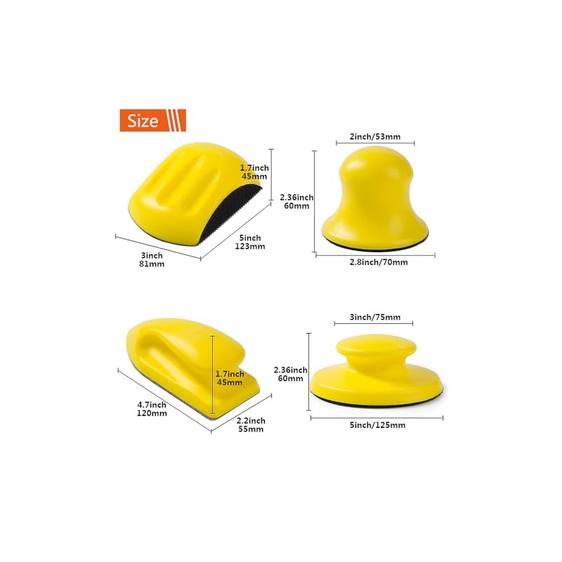 Sanding Blocks 5Pack Hook and Loop Sanding Block Round and