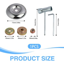 Universal Lawnmower Trimmer Accessory Set, 6-Piece Blade Adapter Kit, for Brush Cutters and Brushcutters, Metal Accessories for Lawnmowers and Irrigation Machines, Includes Tools and Adapters