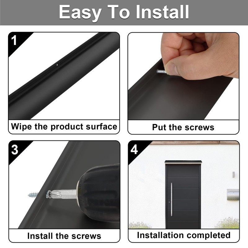 40 Inch Door Rain Drip Guard, Aluminum Rain Top Drip