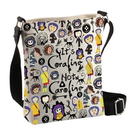 PLITI Coraline Gift Coraline Cartoon Movie Fans Gift Ghost Mother Gift It's Coraline Not Caroline Horror Movie Crossbody Bag (Not caroline Cbag)
