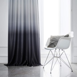 96 Inch Long Ombre Blackout Curtains Gradient White and Black Room Darkening Curtain Thermal Insulated Grommet Window Drapes for Living Room/Bedroom (Black, 52W x 96L / 2 Panels)