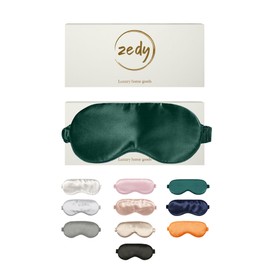 ZEDY 100% Silk Sleep Mask, Eye Sleep Mask for Women and Men, 22 mm Mulberry Silk Sleeping Mask, Luxury Soft Zero Pressure, for Yoga, Home, Travel, Office, Adjustable (Emerald)