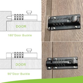 KEZZON Heavy Duty 4-Digit Combination Locking Bolt - Reinforced Zinc Alloy Security Slide Latch for Gates, Sheds, Barns, Fences & Cabinets - Childproof Design & Anti-Theft Password Setting (Black)