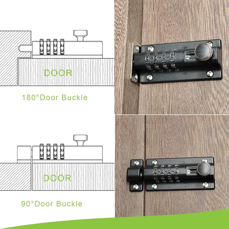 KEZZON Heavy Duty 4-Digit Combination Locking Bolt - Reinforced Zinc