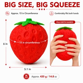 Jumbo Strawberry Squishy for Stress Relief, Slow Rising Big Fruit Squishy