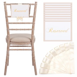 Yousoontic 24 Sets Reserved Seating Signs for Chairs Paper Wedding Reserved Chair Signs with Bow Ribbon Printed Words for Weddings Party Supplies Celebrations Receptions Church or Event Decoration