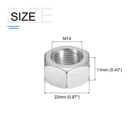 METALLIXITY Hex Nuts (M14x2mm) 10Pcs, 304 Stainless Steel Metric Coarse Thread Hexagon Nut Hardware - for DIY Home Repair Machinery, Silver