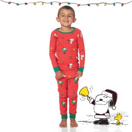 PEANUTS Snoopy Family Matching Pajamas Holiday Festive Nightwear Sleepwear 2-Piece Sets for Christmas with Woodstock Charlie Brown Linus for Men Women Kids Baby (Red Polka Dot, 14YR)