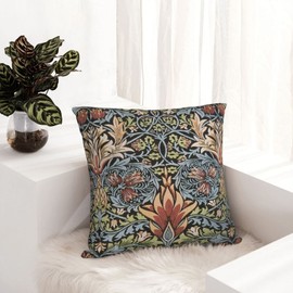 Dripglw William Floral Arts 7 Morris Throw Pillow Covers 18x18 Inch Aesthetic Pillow for Bedroom Velvet Decorative Pillowcase Home Decor Living Room Cushion Case for Bed Sofa Couch