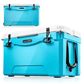 25 Quart Portable Cooler Box - Lightweight Heavy-Duty Travel Ice Cooler with 2-Way Handles, Drain - 5 Days Ice Retention, Holds 63 12-Ounce Cans & 2-Liter Bottles - SereneLife SLCB25BL (Blue)