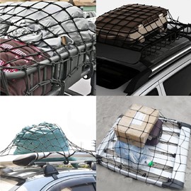 Cargo Net for Pickup Truck Bed - 3x4ft Super Duty Cargo Net for Roof Rack Truck Bed with 6x8ft Max Size, 4”x4”Latex Bungee Net Mesh Holds Small and Large Loads Tighter