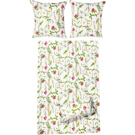 Erwin Müller Bed Linen Percale Seersucker Red/Green/White Size 135 x 200 cm (80 x 80 cm)