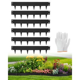 6-Pack Metal Landscape Edging 40" L x 6" H Black Galvanized Steel Landscape Edging, Bendable, Easy to Install and Durable for Garden and Yard Pathway Divider, Total Length 20 Feet