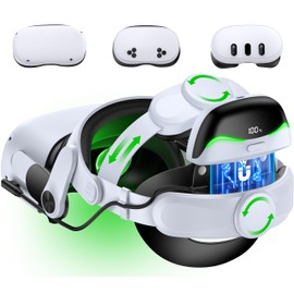 Battery Head Strap for Quest 3S/Quest 3/Quest 2-6700mAh Battery Oculus Head Strap for Extend Playtime 2-3 Hours, Comfortable VR Head Strap with Enhanced Support to Reduce Pressure