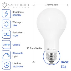 18W Super Bright LED Bulb, A21 Dimmable LED Light Bulb, 2600 High Lumen, Stable Heat Dissipation, 2,5000 Hour Lifespan, 150-200 Watt Equivalent, 4000K Neutral White, E26 Porch Light Bulb, 4 Pack